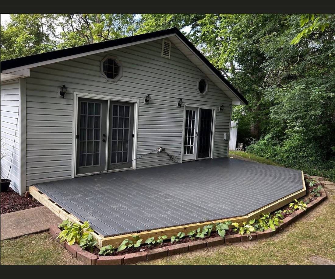 The same deck finished in composite decking