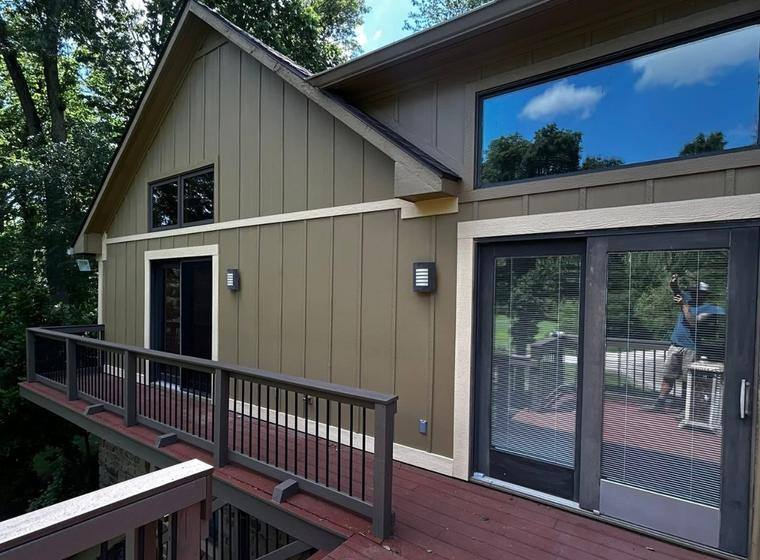 Multi-level deck and sliding door access