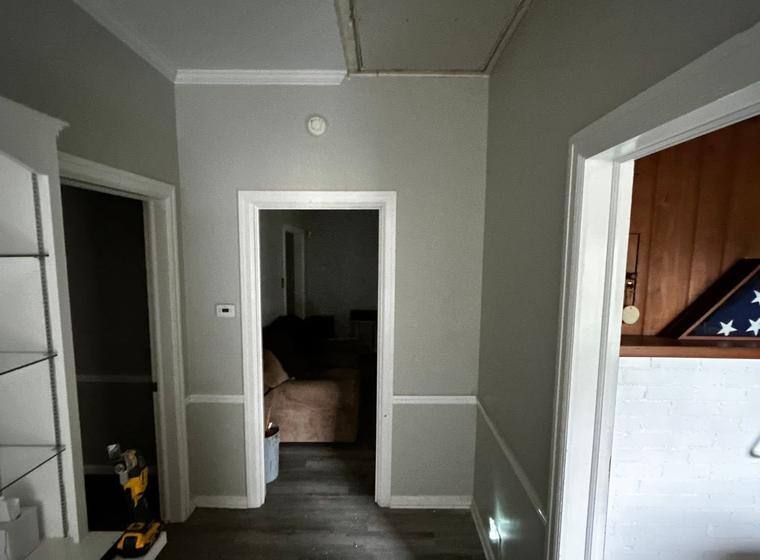 Hallway during trim and paint