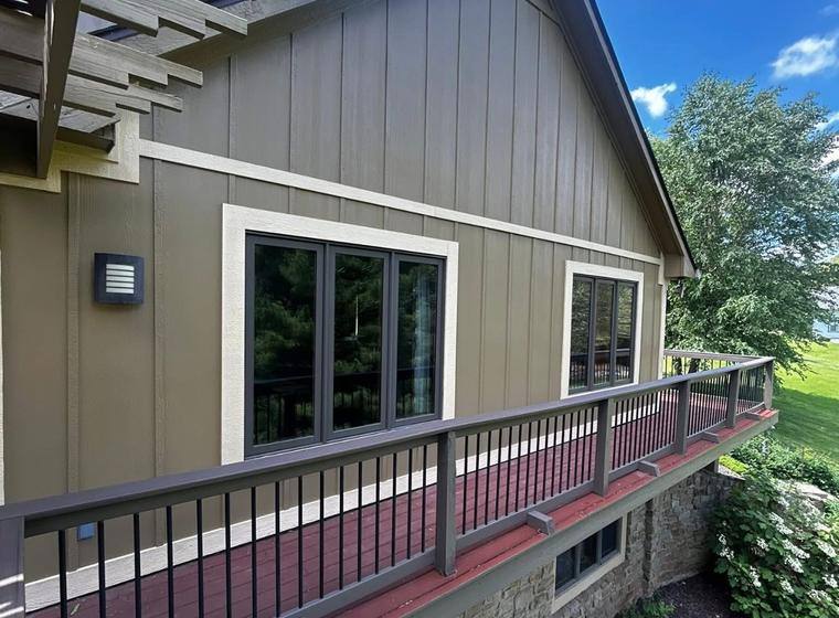 New board-and-batten siding installed on an Indiana home