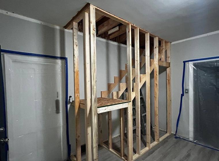 Stairwell framing begins